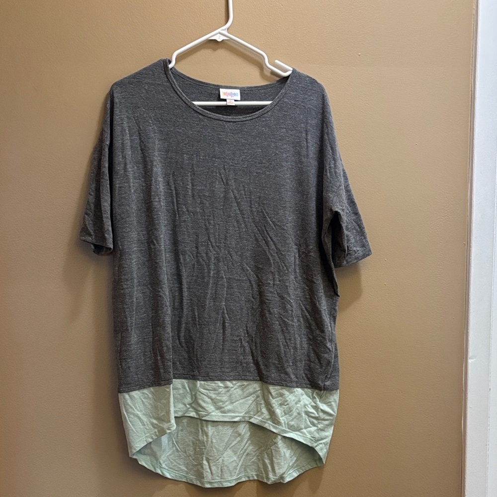 LuLaRoe Gray and Light Green Tunic Top